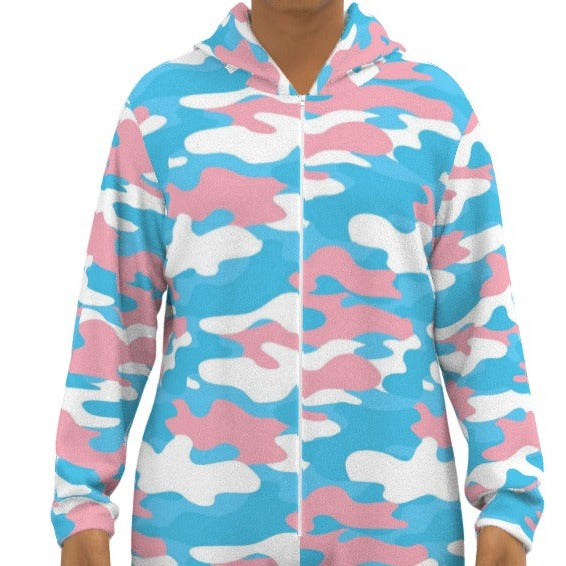 Plus Size Blue Pink White All Over Pride Camouflage Black Fleece Onesie