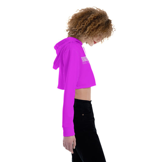 Plus Size 'TRANSGIRLS SUCK BETTER' Cerise Hooded Crop Top