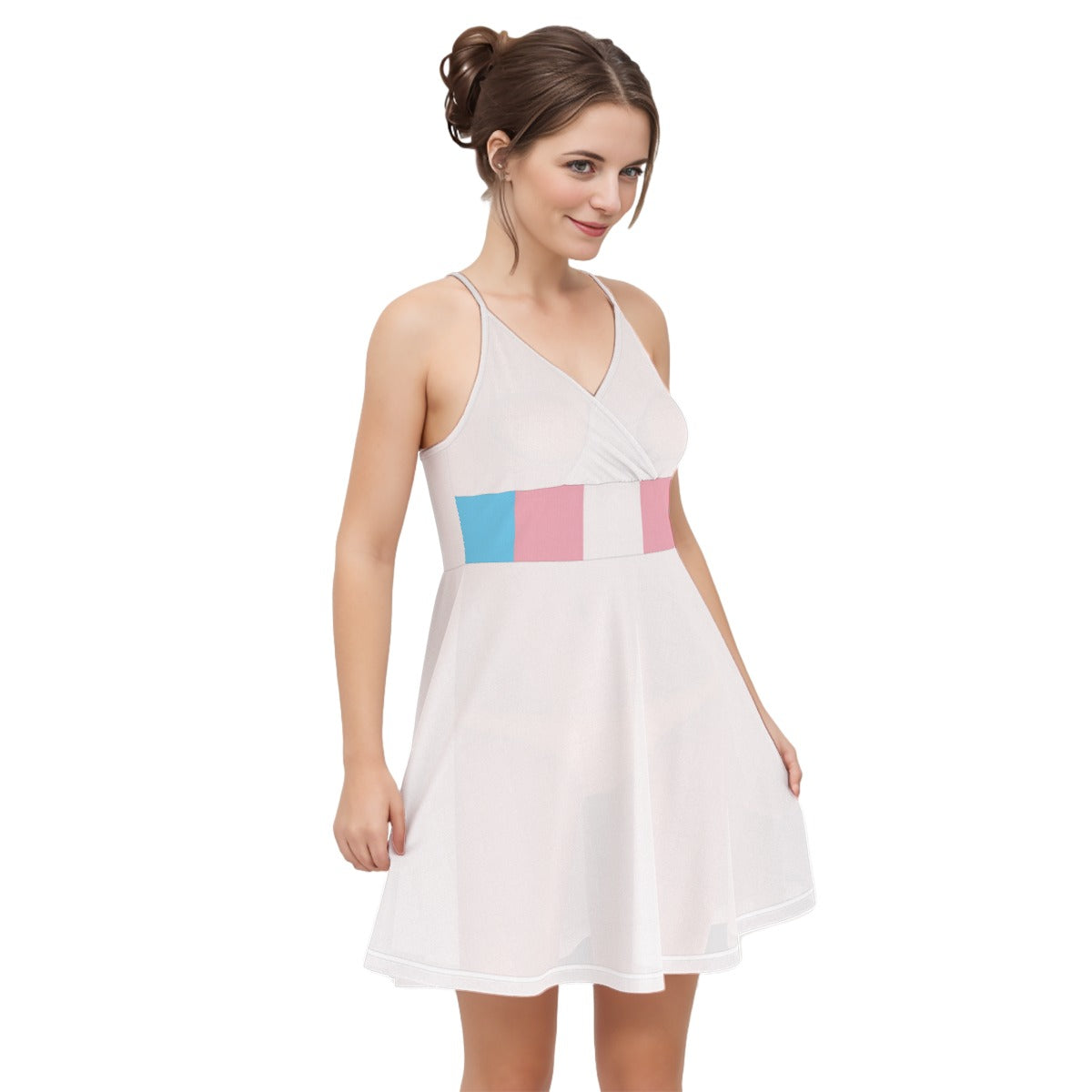 Teen - Plus Size Blue Pink White Pride Cross-Strap Cami Dress
