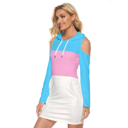Teen Blue Pink White Pride Cold-Shoulder Hooded Dress