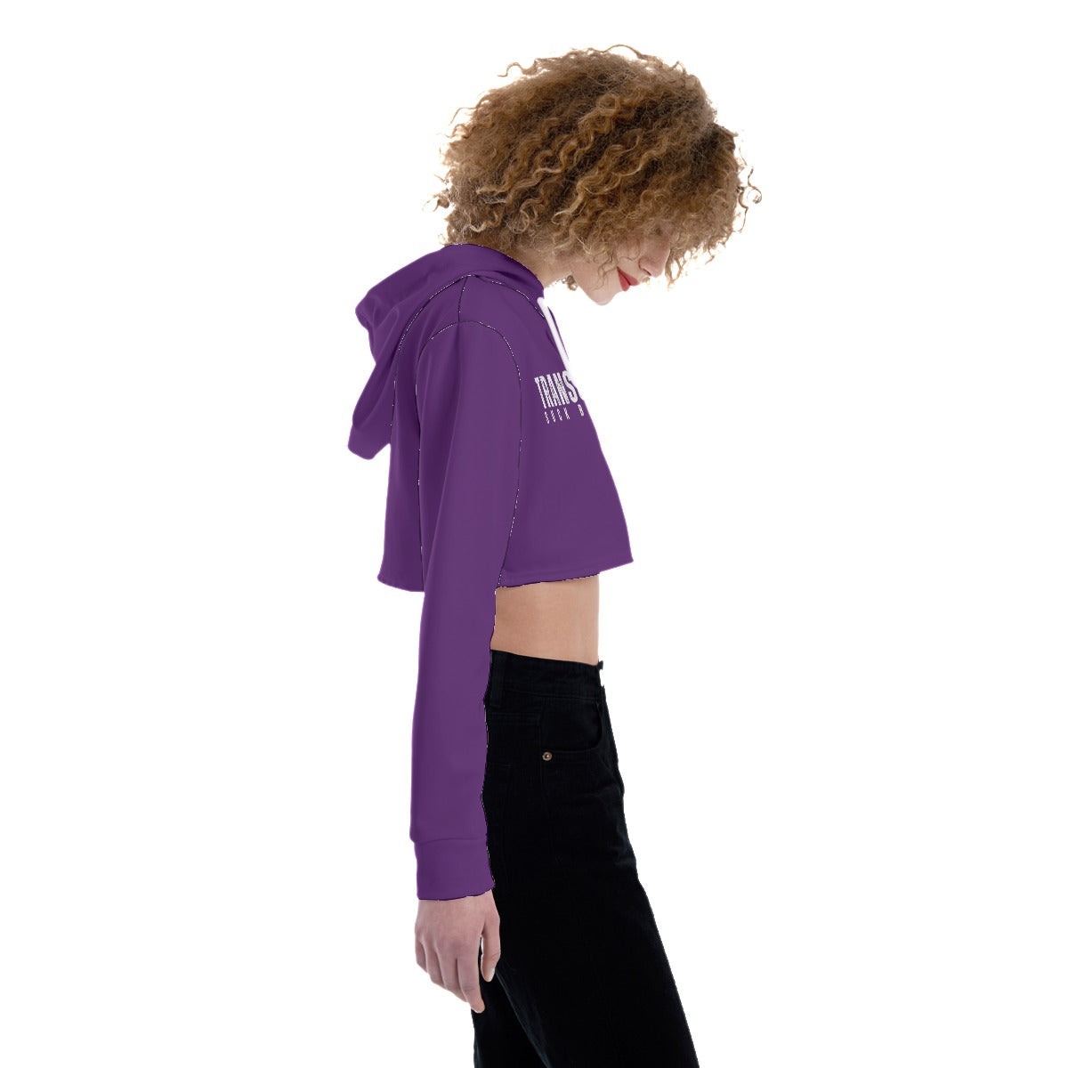 Plus Size 'TRANSGIRLS SUCK BETTER' Purple Hooded Crop Top