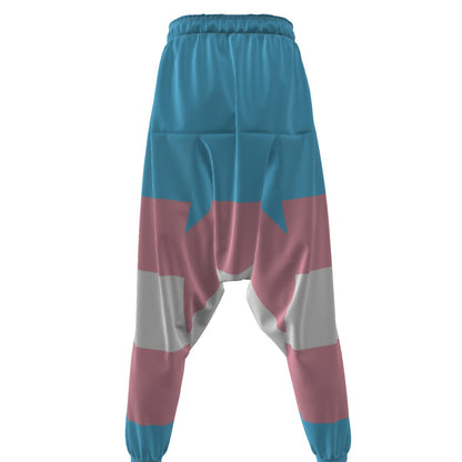 Trans Coloured Trans Pride Baggy Drop-Crotch Loose Trousers