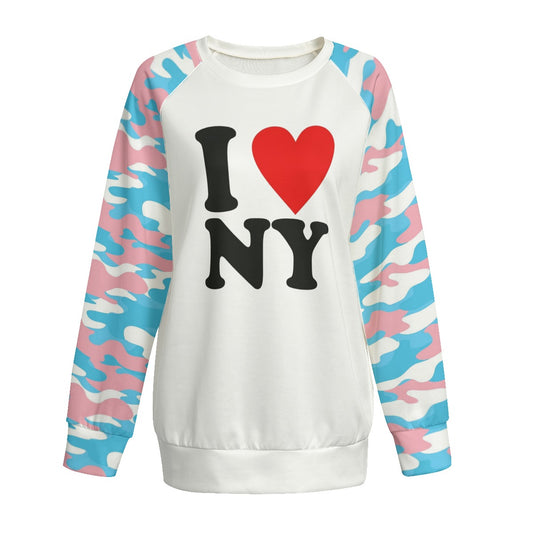 Plus Size Blue Pink White All-Over Pride Raglan Sweatshirt