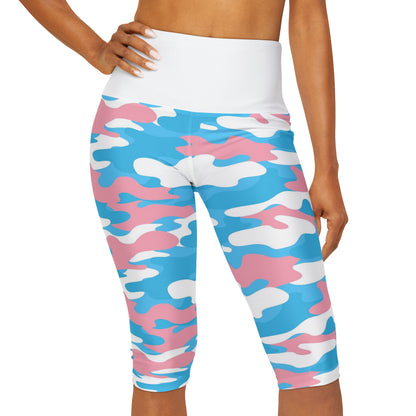 Blue Pink White Teen All Over Pride Camouflage Fitness Capri
