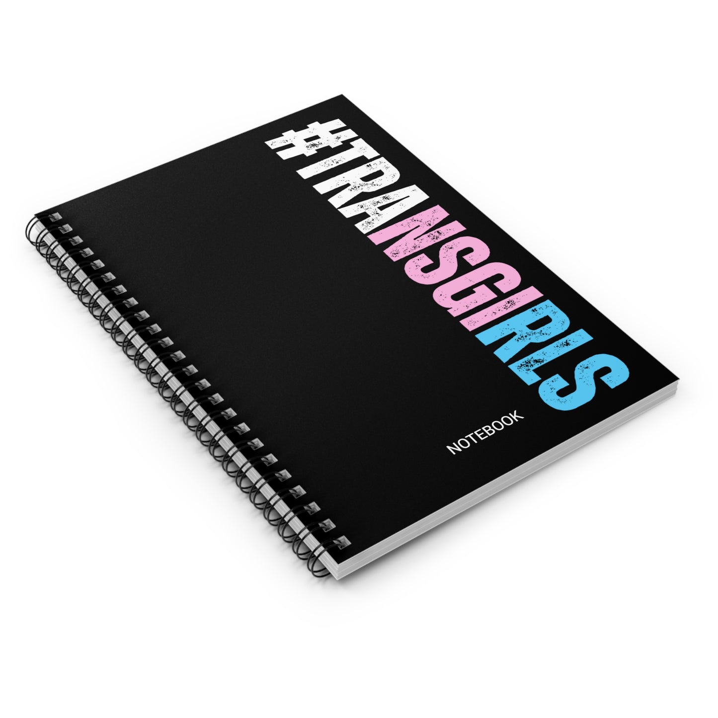 Blue Pink White #TRANSGIRLS Series Black Spiral Notebook