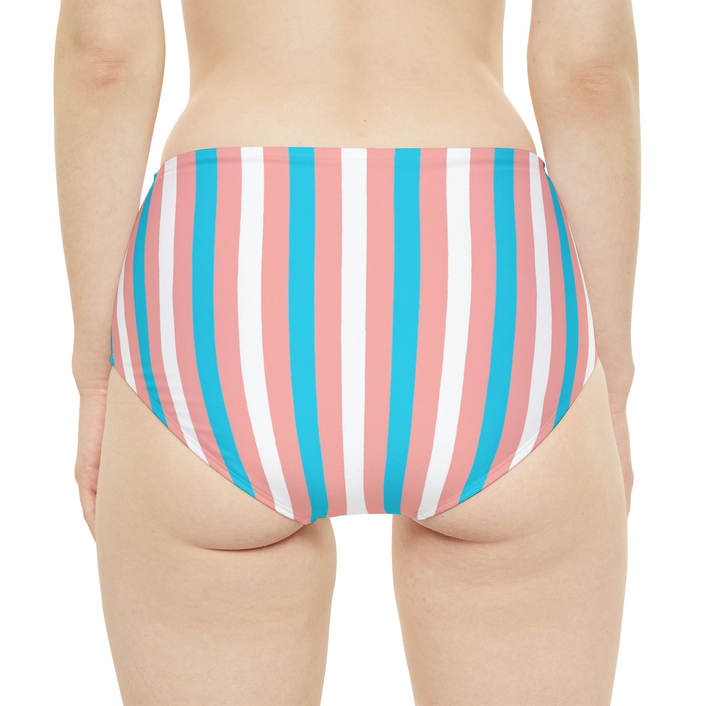 Blue Pink White Candy Striped 70's Schoolgirl Hipster Tuck
