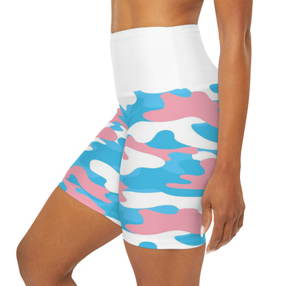 Blue Pink White High Waisted Yoga Shorts