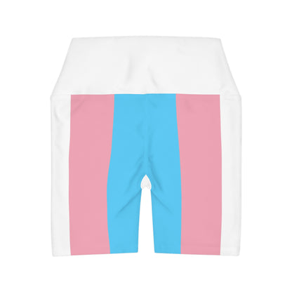 Blue Pink White High Waisted Yoga Shorts