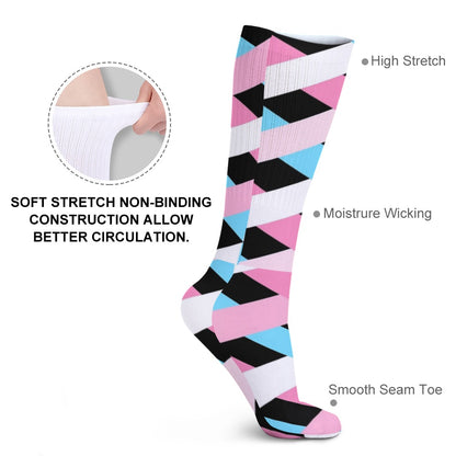 Blue Pink White Pride Lattice Black Breathable Socks (Pack of 5 )