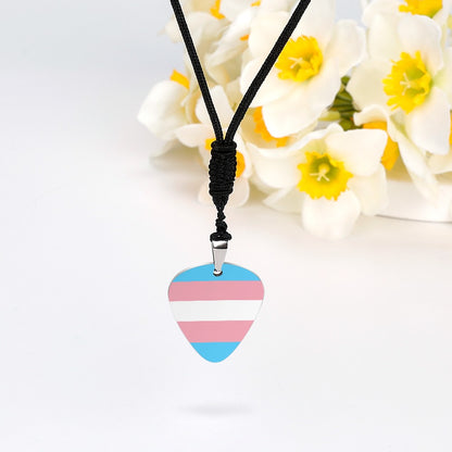 Titanium Steel Guitar Pick Pendant Necklace