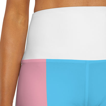 Blue Pink White High Waisted Yoga Shorts