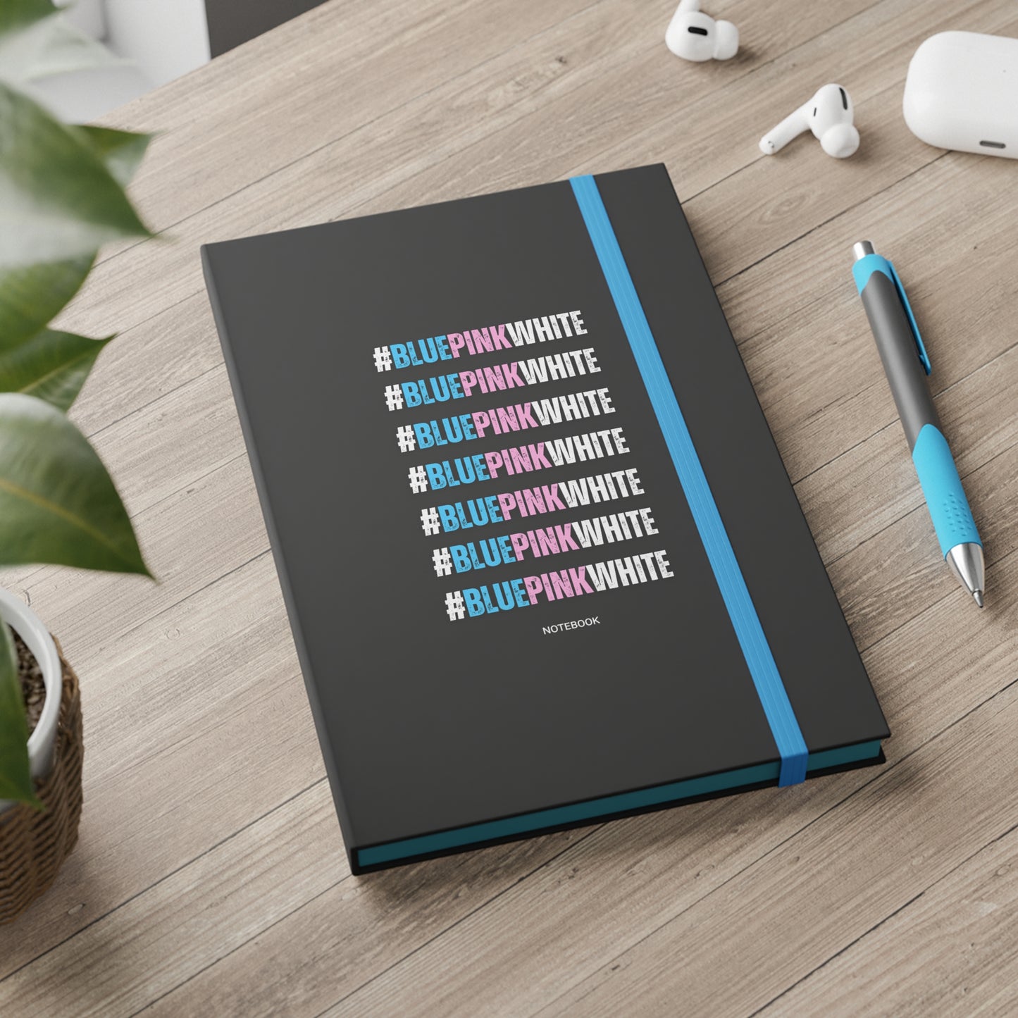 Blue Pink White #BLUEPINKWHITE Series Black Color Contrast Companion Notebook