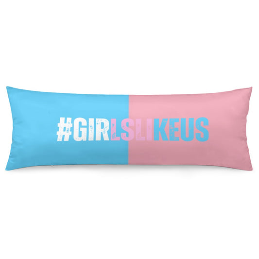 Blue Pink White 'GIRLSLIKEUS) Hastag Extra Long Pillow Case