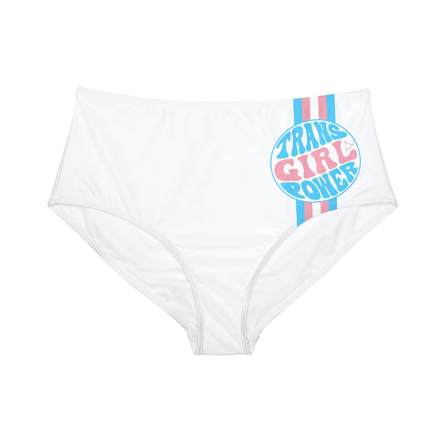 Pride Striped 'TRANS GIRL POWER' White High-Waist 70's Schoolgirl Non-Tuck Panties