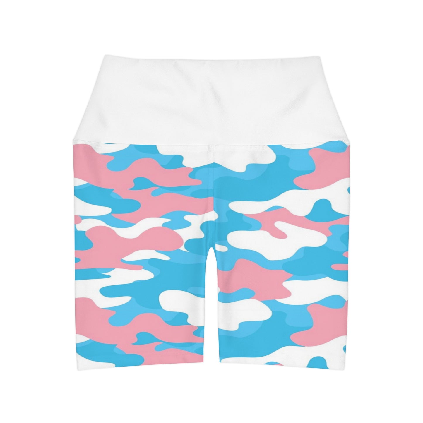 Blue Pink White High Waisted Yoga Shorts