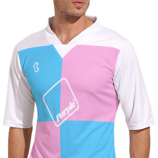 Plus Size Blue Pink White Pride Rugby League Short-Sleeved Jersey