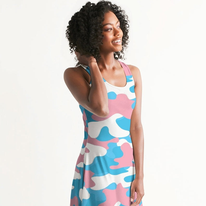 Teen Blue Pink White Pride Camouflage Racerback Dress