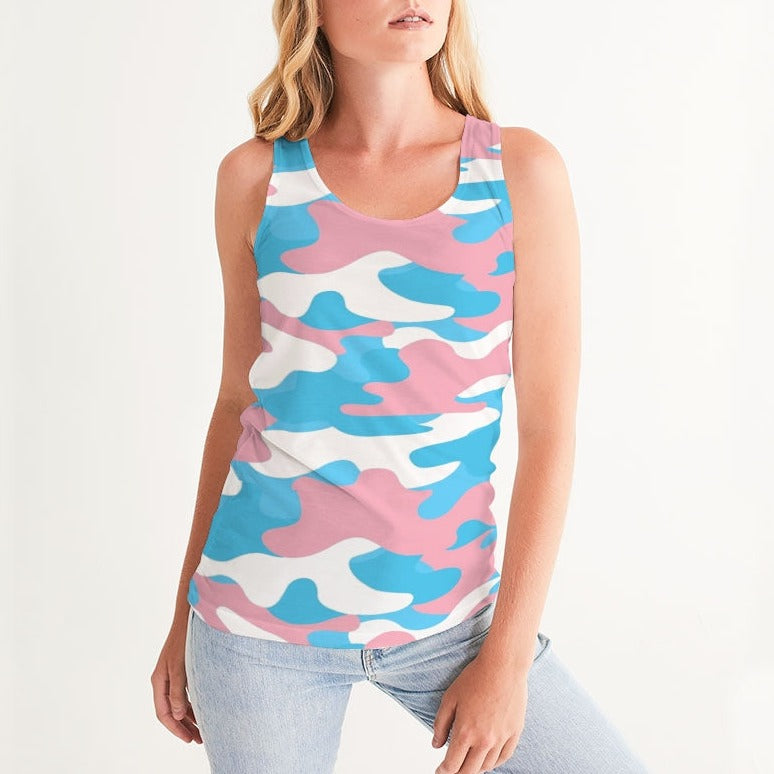 Teen Blue Pink White All-Over Pride Camouflage Tank Top/Vest