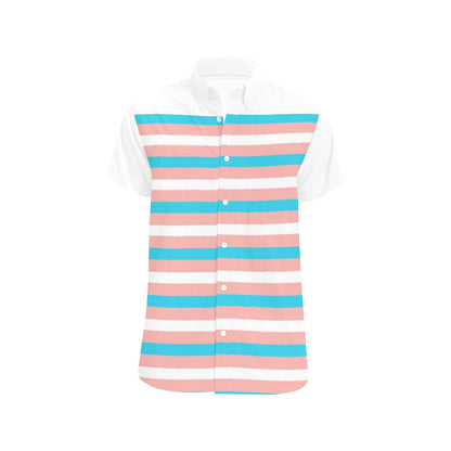 Trans Coloured Pride Candy Stripe White Short-Sleeve Shirt