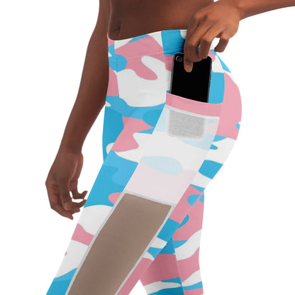 Teen Blue Pink White Pride Camouflage Athleisure Fitness Mesh Pocket Yeggers