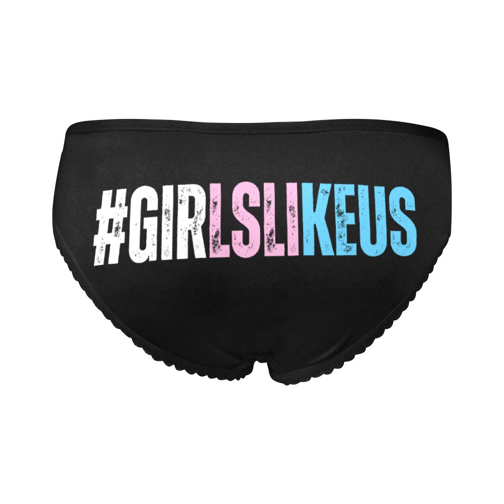 Plus Size Blue Pink White All Over Black High-Cut Knickers