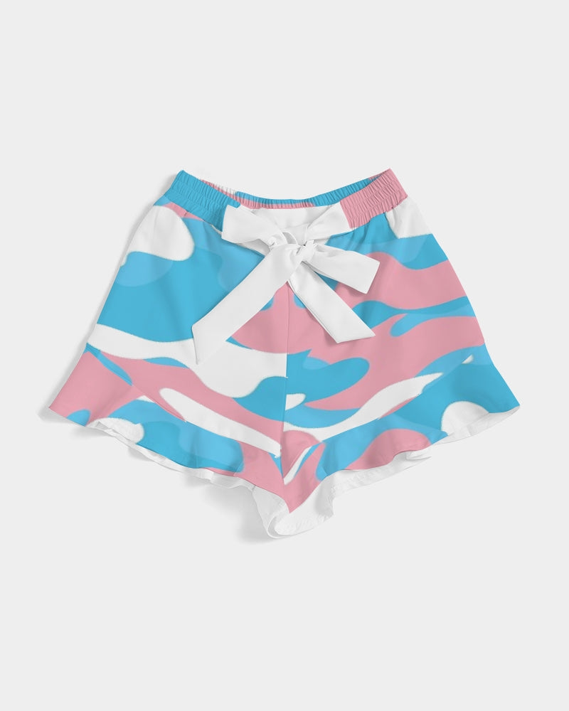 Teen Blue Pink White Pride Camouflage Ruffle Shorts