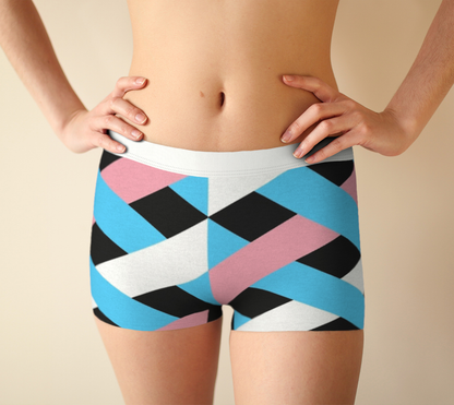 Blue Pink White Trans Lattice Pride Black Boyshort Panty