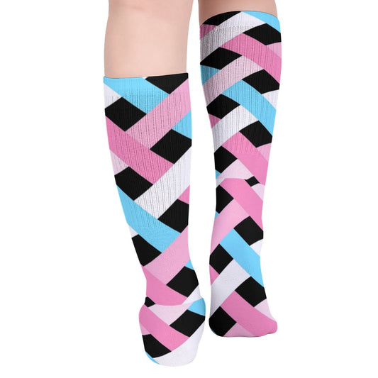 Blue Pink White Pride Lattice Black Breathable Socks (Pack of 5 )