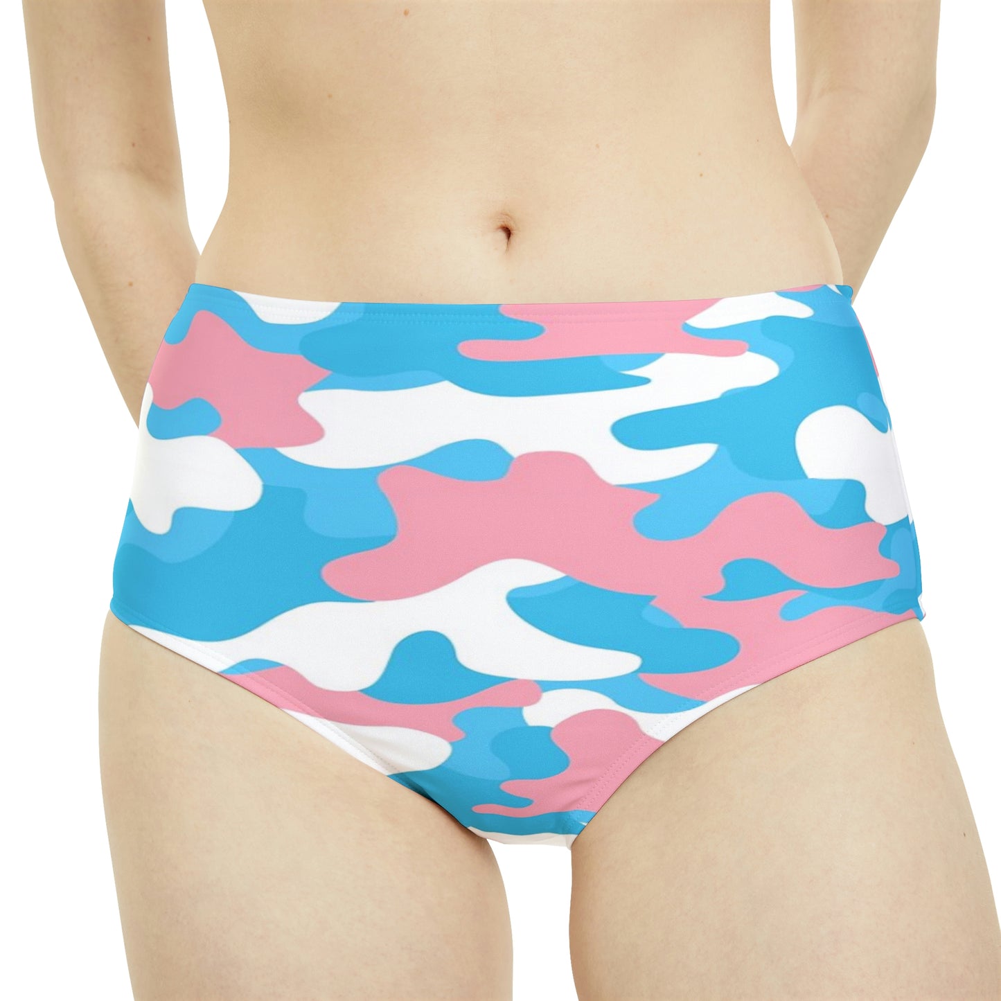 Blue Pink White Camouflage 70's Schoolgirl Hipster Tuck