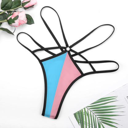Blue Pink White All Over Paris Pride Sexy G-String Thong