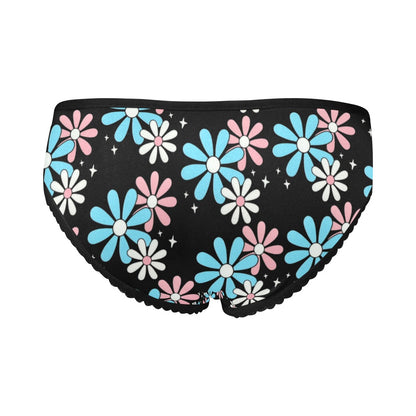 Plus Size Blue Pink White All Over Black High-Cut Knickers