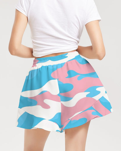 Teen Blue Pink White Pride Camouflage Ruffle Shorts