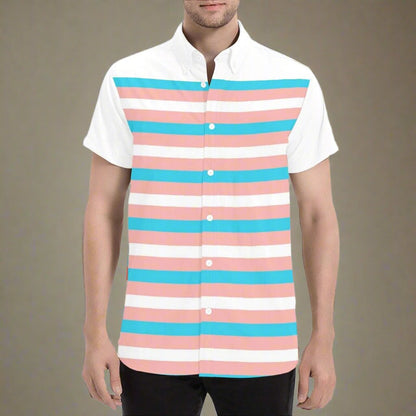 Trans Coloured Pride Candy Stripe White Short-Sleeve Shirt