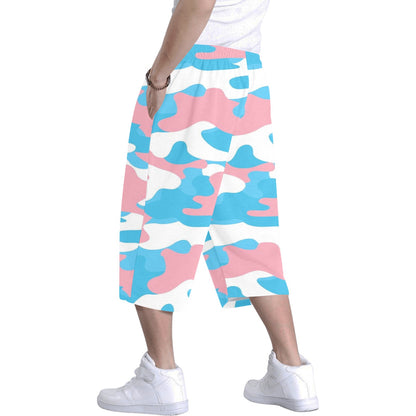 Blue Pink White Pride Long Baggy Boyfriend Skateboard Shorts