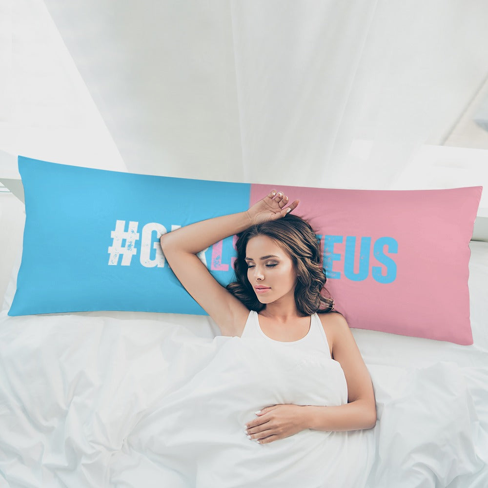 Blue Pink White 'GIRLSLIKEUS) Hastag Extra Long Pillow Case