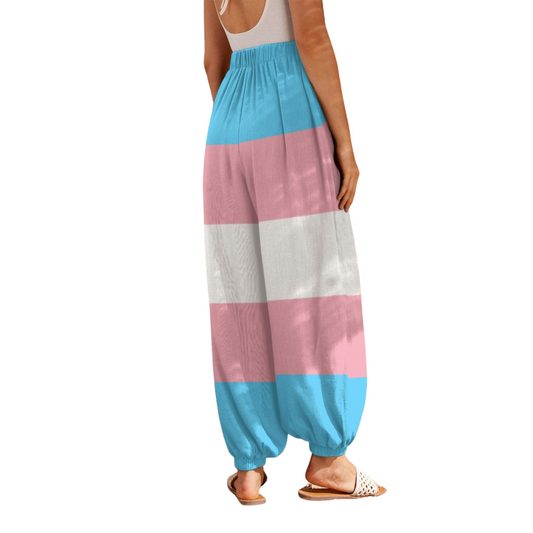 Blue Pink White All Over Pride Baggy Tie-Up Lounge Pants tunnellsCo.