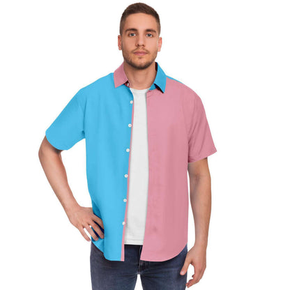 Blue Pink White Paris Pride Boyfriend Short-Sleeved Shirt tunnellsCo.