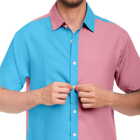 Blue Pink White Paris Pride Boyfriend Short-Sleeved Shirt tunnellsCo.