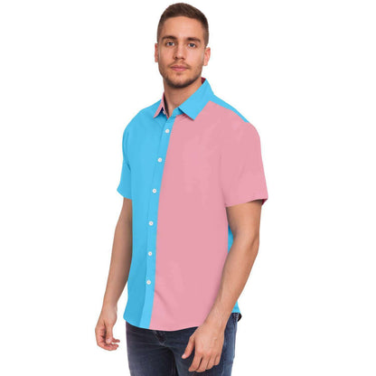 Blue Pink White Paris Pride Boyfriend Short-Sleeved Shirt tunnellsCo.