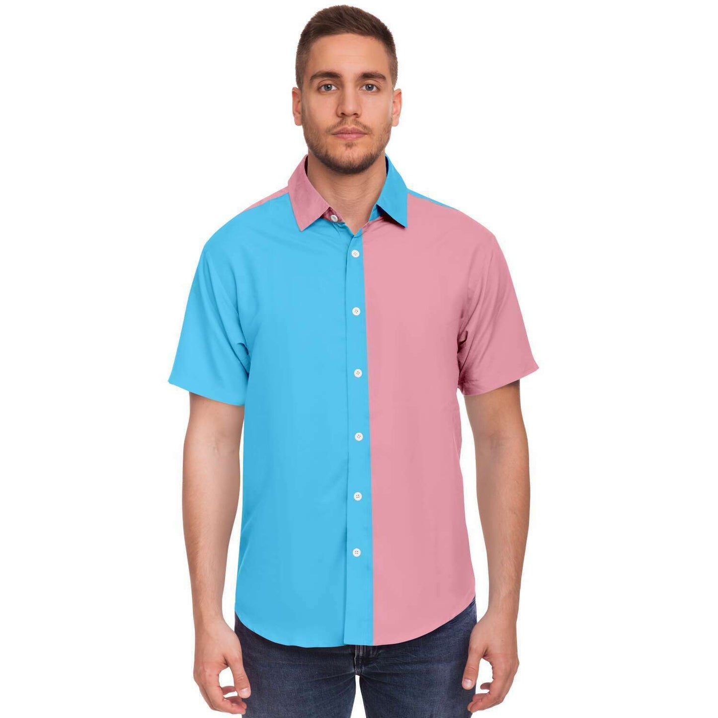 Blue Pink White Paris Pride Boyfriend Short-Sleeved Shirt tunnellsCo.