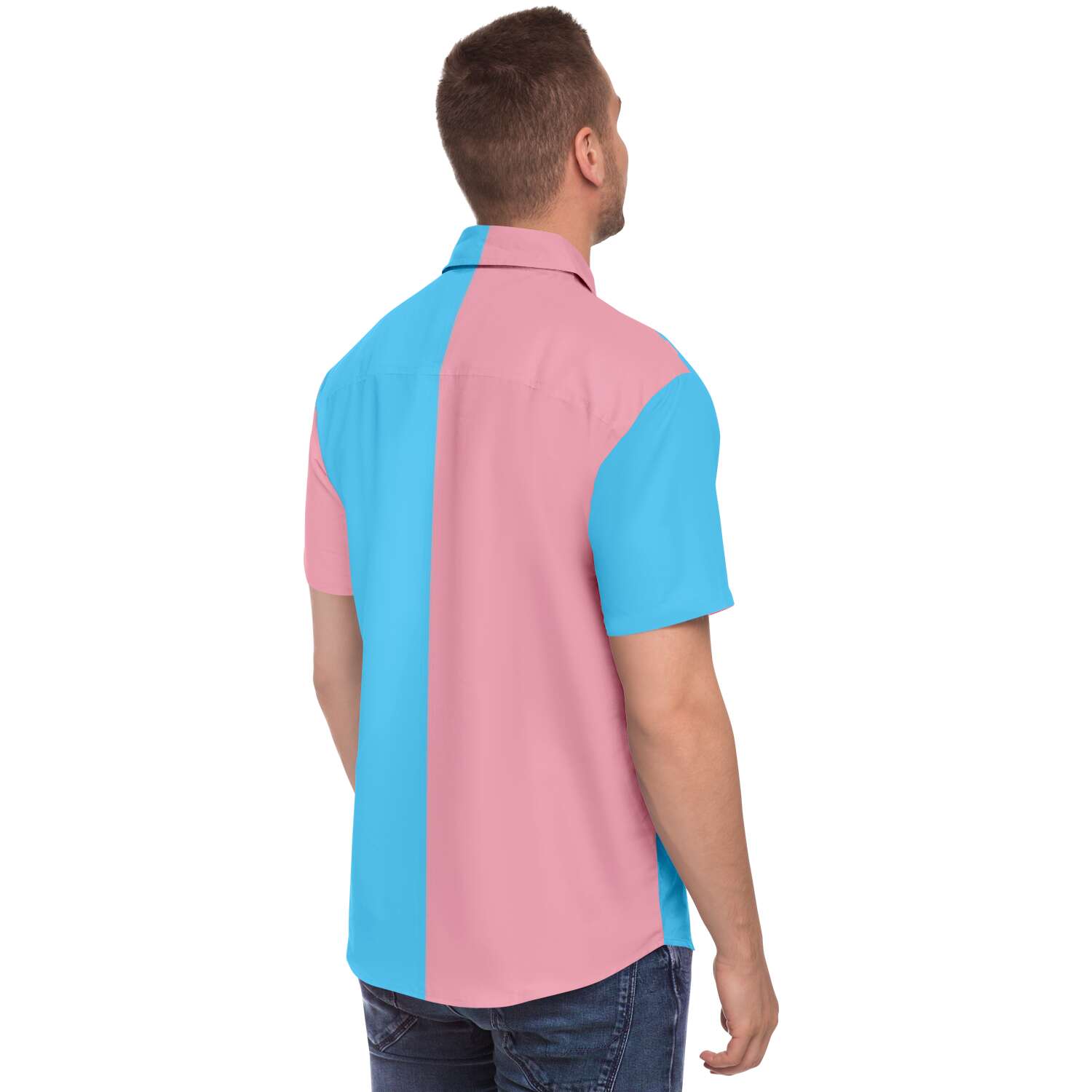 Blue Pink White Paris Pride Boyfriend Short-Sleeved Shirt tunnellsCo.