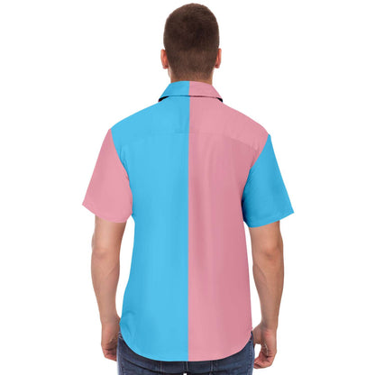 Blue Pink White Paris Pride Boyfriend Short-Sleeved Shirt tunnellsCo.