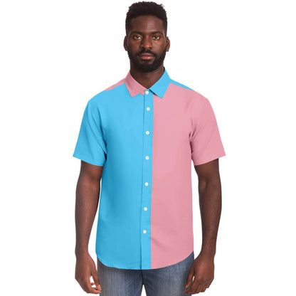 Blue Pink White Paris Pride Boyfriend Short-Sleeved Shirt tunnellsCo.