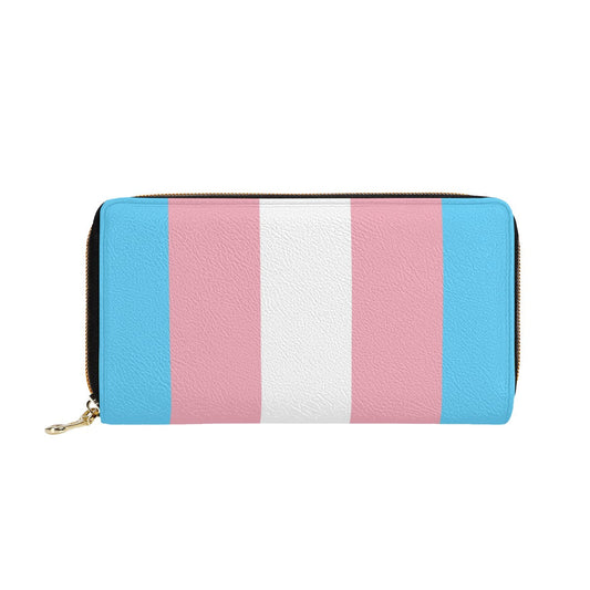 Blue Pink White Pride Vegan Leather Long Zip Purse tunnellsCo.