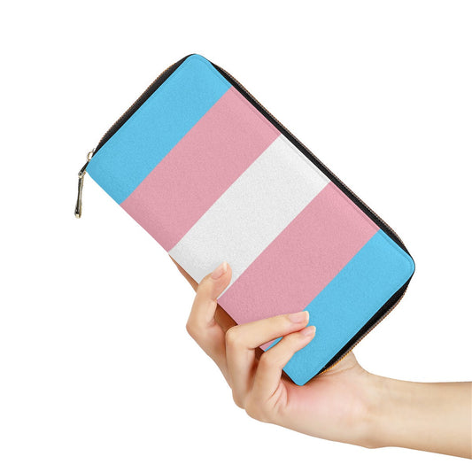 Blue Pink White Pride Vegan Leather Long Zip Purse tunnellsCo.