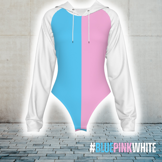 Teen Blue Pink White Pride Paris Raglan Sleeve Hooded Bodysuit