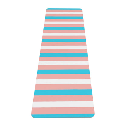 Trans Coloured Trans Pride Ribbon 6ft-2ft Long Neoprene Yoga Mat