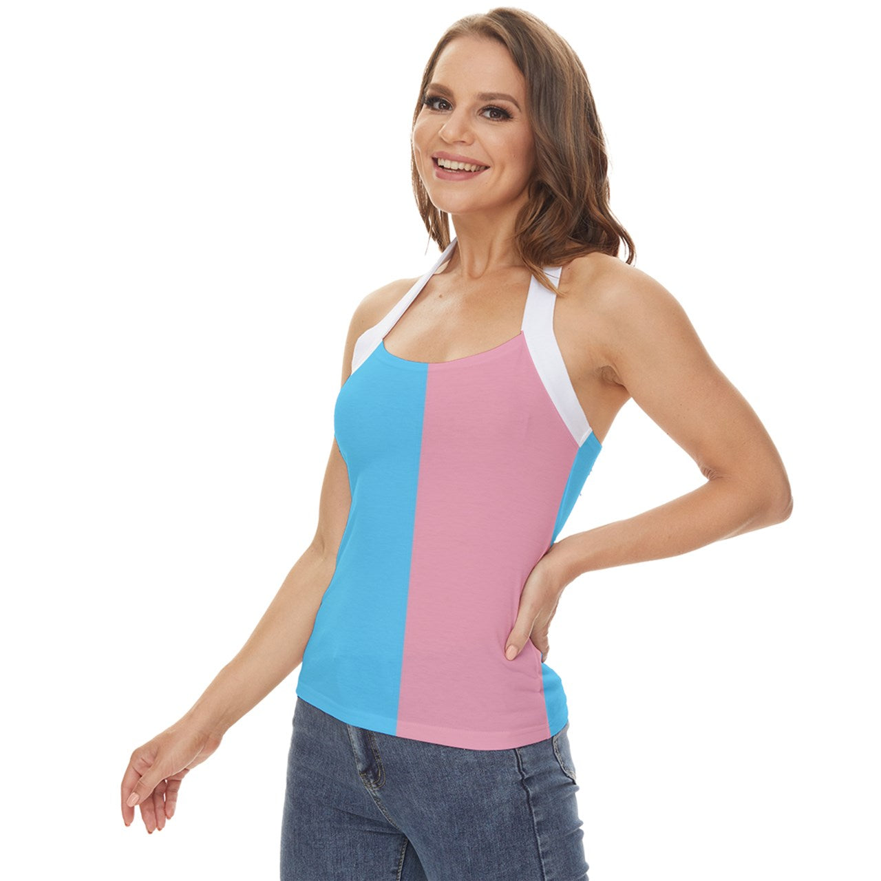 Plus Size Blue Pink White Trans Paris Pride Halter Top tunnellsCo.