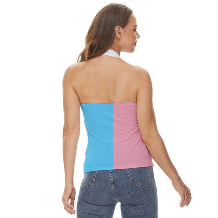 Plus Size Blue Pink White Trans Paris Pride Halter Top tunnellsCo.