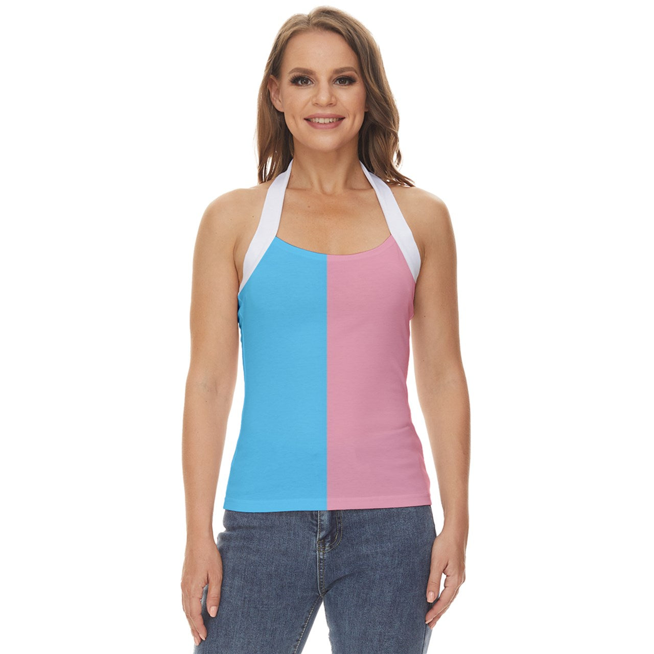 Plus Size Blue Pink White Trans Paris Pride Halter Top tunnellsCo.